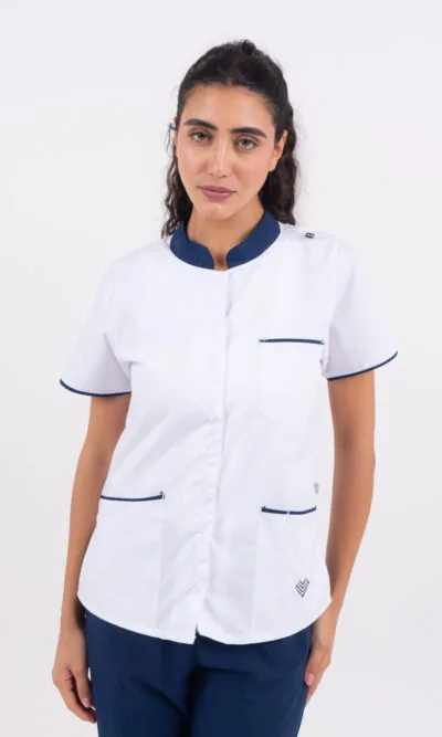 Chaquetilla Mujer Mao Blanco-Azul GRAFIL