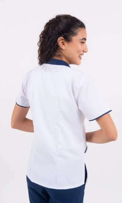 Chaquetilla Mujer Mao Blanco-Azul GRAFIL