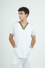Chaquetilla Hombre Ecco Blanco y Musgo ALGODON SPANDEX