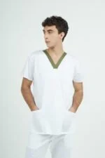 Chaquetilla Hombre Ecco Blanco y Musgo ALGODON SPANDEX