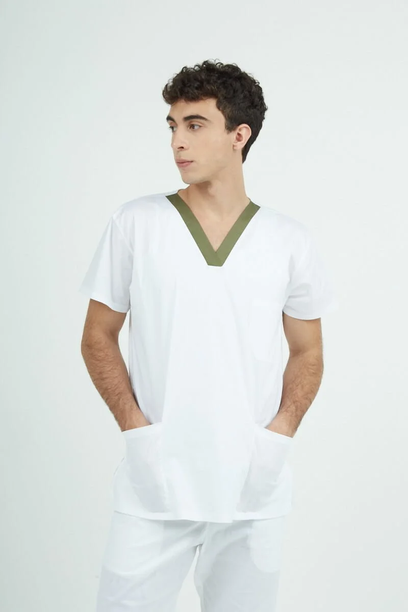 Chaquetilla Hombre Ecco Blanco y Musgo ALGODON SPANDEX - Imagen 1