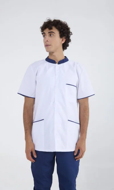 Chaquetilla Hombre Mao Blanco-Azul GRAFIL