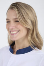 Chaquetilla Mujer Mao Blanco-Azul GRAFIL - Image 3