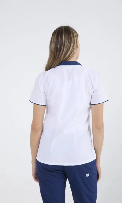 Chaquetilla Mujer Mao Blanco-Azul GRAFIL