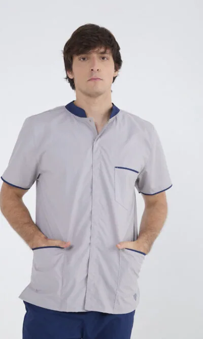 Chaquetilla Hombre Mao Gris-Azul ARCIEL