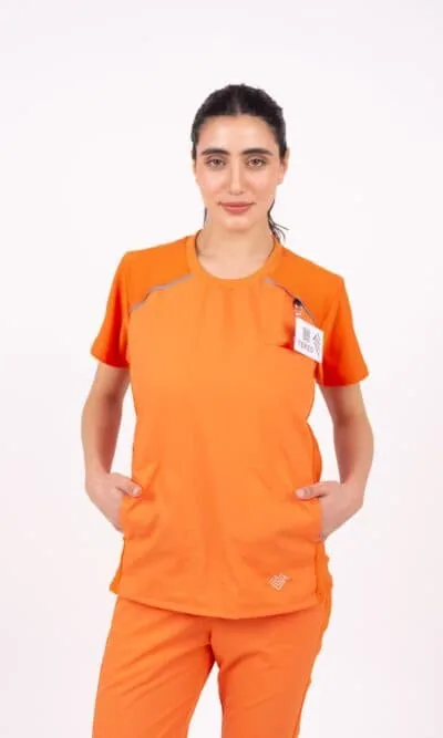 Chaquetilla mujer color naranja tela arciel microperforado spandex línea Comfy Terzo Indumentaria