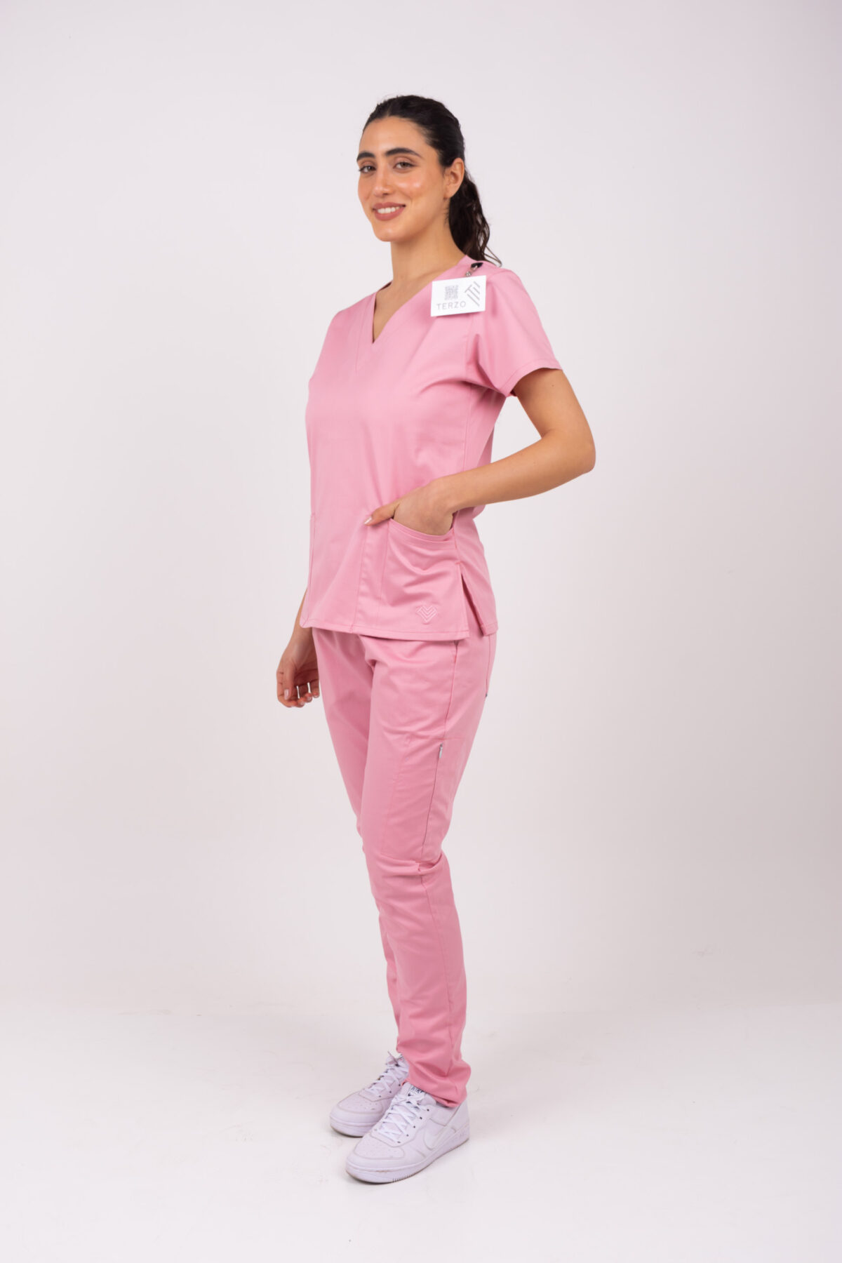 TERZO0940 Pantalon Unisex Brand Pocket Rosa Viejo SPANDEX - Image 7