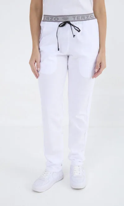 Pantalon Unisex Brand Comfy Blanco ARCIEL con  MICROPERFORADO SPANDEX