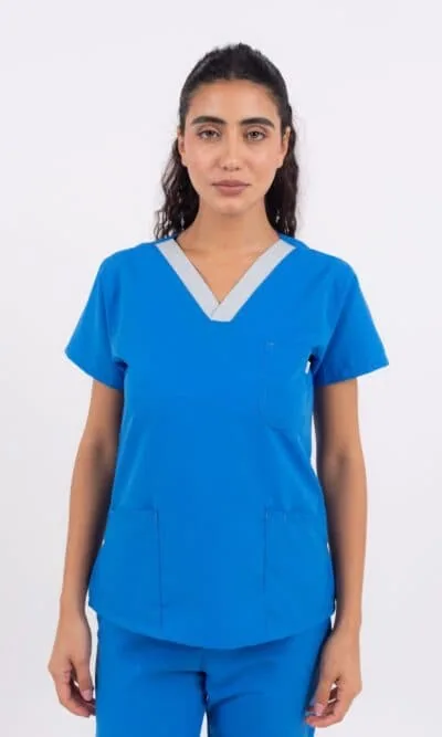 Chaquetilla médica de mujer color celeste en tela Dotex Terzo Indumentaria