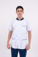 Chaquetilla Hombre Mao Blanco-Azul CORE SPANDEX