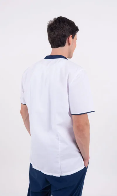 Chaquetilla Hombre Mao Blanco-Azul CORE SPANDEX
