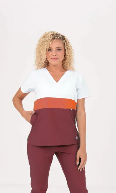 Chaquetilla Mujer Tricolor Blanco y Bordo ARCIEL